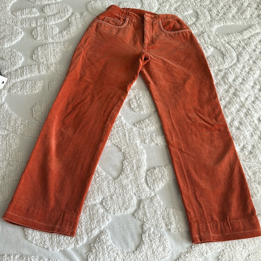 Orange velvet like UNISEX pants. Size 25